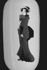 black and white picture of Japanese traditional style on lantern