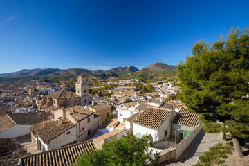 Fototapeta na wymiar Panorama of the city of Caravaca de la Cruz on the background of the mountain range, a place of pilgrimage near Murcia in Spain