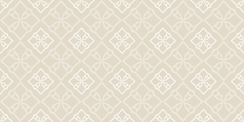 Background pattern with simple geometric ornament. Seamless wallpaper, texture. Vector graphic