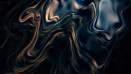 Fototapeta Dark matter substance. Liquid metal surface. Fluid metallic background. 3d render abstraction obraz