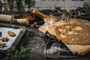 Raw dough for christmas cookies