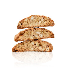 baked piece Italian almond biscotti, cantuccini cookies, traditional italian Christmas, New Year...