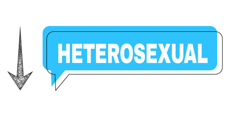 Conversation Heterosexual blue cloud frame and net arrow down. Frame and colored area are misplaced for Heterosexual label, which is located inside blue colored cloud.