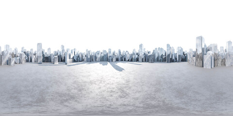 abstract city 360 degree panorama with equi rectangular projection 3d render illustration © eliahinsomnia