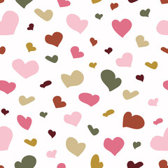 Fototapeta na wymiar Colorful Hearts Seamless Pattern for Valentine's Day Vector illustration. White background.