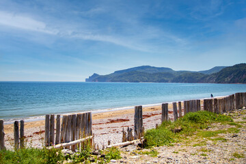 Coin-du-Banc beach in  Gaspé Peninsula town, Gaspesie, Quebec, Canada.