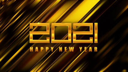 Happy 2021 new year golden banner. Vector template design