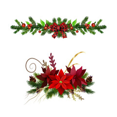 Christmas Holly brunches decoration vector