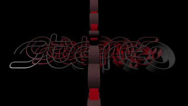 3D stereo sign over black