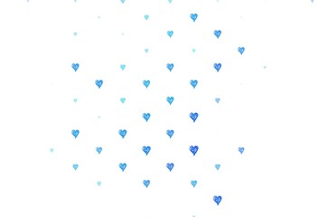 Light BLUE vector background with hearts.