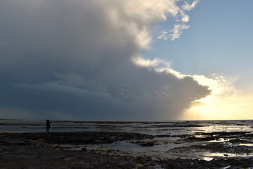 sunset on the beach in normady