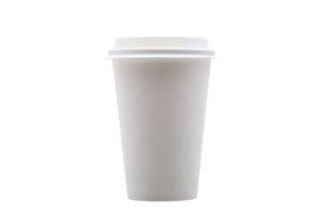 takeaway cardboard disposable coffee cup side view, eco friendly object mockup isolated on white background with copy space, nobody.