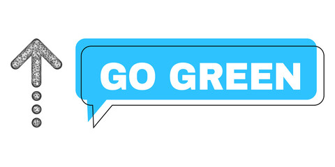 Conversation Go Green blue cloud frame and wire frame send up. Frame and colored area are misplaced for Go Green text, which is located inside blue colored cloud.