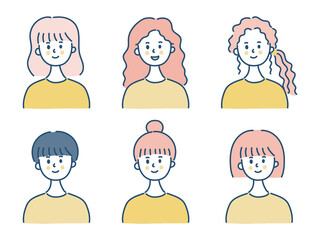Set of smiling women, vector illustration