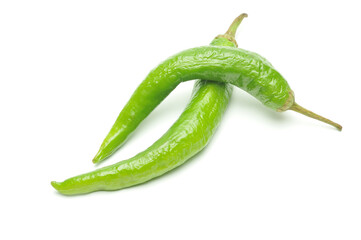 Green peppers on white background