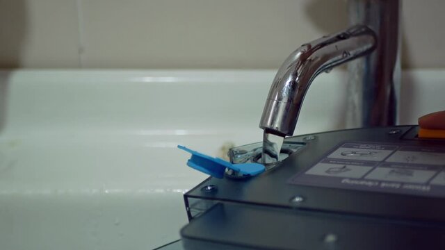 Refill the water into the water tank of the robot vacuum cleaner.