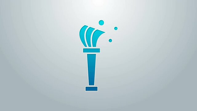 Blue line Aspergillum icon isolated on grey background. 4K Video motion graphic animation