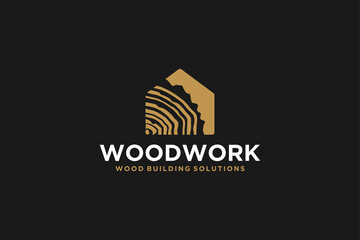 Capenter industry logo design - wood log, timber plank wood, woodwork handyman, wood house builder. simple minimalist icon.