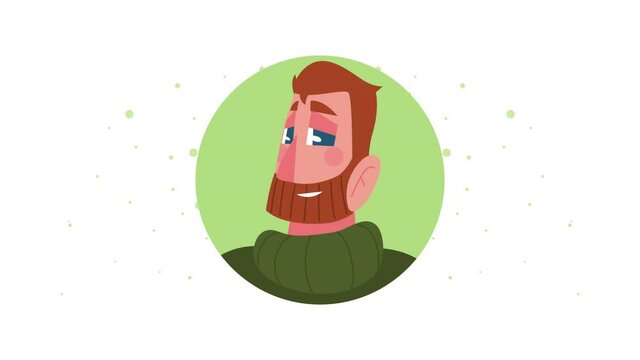 young man with beard avatar character animation