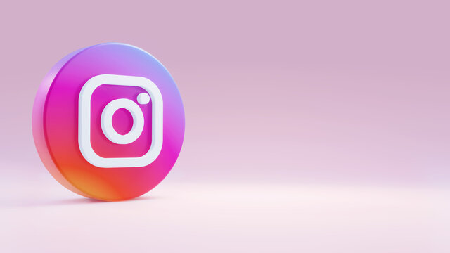 Instagram logo on neutral background. 3d editorial illustration.