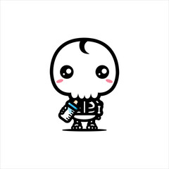 cute baby skeleton character vector design