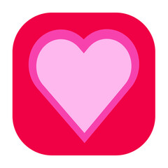 Flat color heart icon on red background. Fully editable. 
