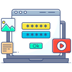 
Web security flat outline icon, protection application 
