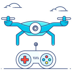 
Recording, flat outline icon of drone camera 
