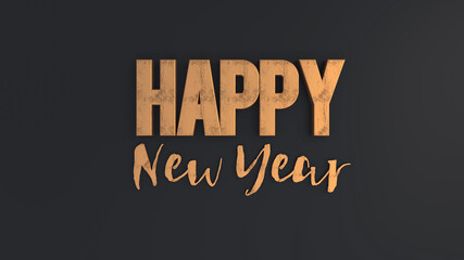 Fototapeta na wymiar Elegant happy new year text card 3d render