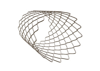 stent is a prosthesis that restores blood flow and reduces the risk of myocardial infarction, isolated over white background