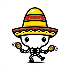 cute mexican skeleton character vector design