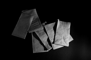 Serviette napkins against black background