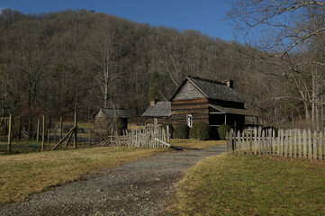 Historical Oconaluftee Mountain Farm in the Smoky Mountains