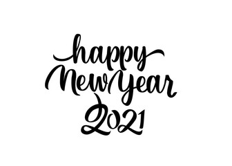 Happy New Year calligraphic text. Handwritten lettering illustration. Brush calligraphy style. Inscription vector