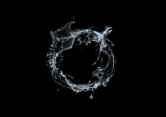 Fototapeta 抽象的な水の輪と黒背景 obraz