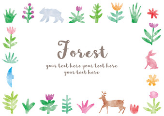 森_フレーム_水彩