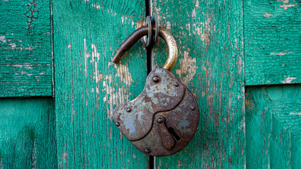Antique lock on the door