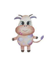 Goby with cherry isolated on white background. Drawn in watercolor by hand.