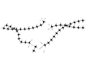 Simple Vector Silhouette Broken Barricade from Barbed Wire, Suitable Illustration for demonstration or protest