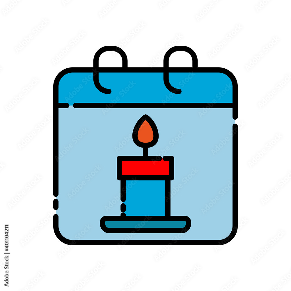 Poster birthday lineal color icon. calendar icon with candle. simple design editable. design template vecto