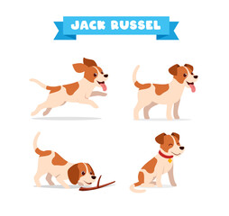 cute jack russel dog animal pet with many pose bundle set © Colorfuel Studio