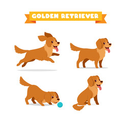cute golden retriever dog animal pet with many pose bundle set © Colorfuel Studio