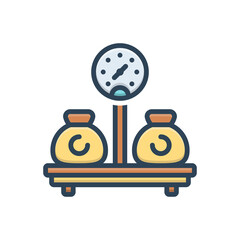 Color illustration icon for weight