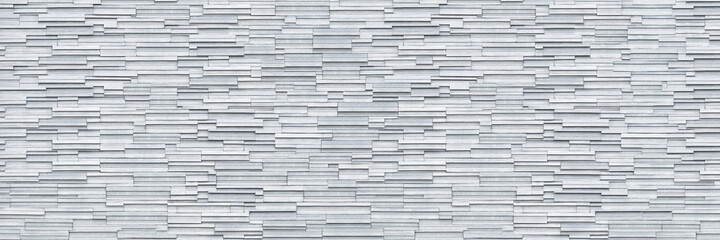 horizontal modern white slate brick wall for pattern and background