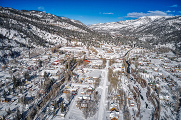 Aerial View of Lake City which is the most isolated Town in Colorado