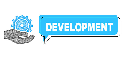 Chat Development blue bubble frame and net development service. Frame and colored area are misplaced to Development phrase, which is located inside blue colored banner.