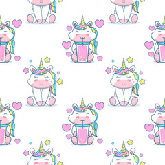Cute unicorn seamless pattern. vector illustration.