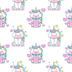 Cute unicorn seamless pattern. vector illustration.