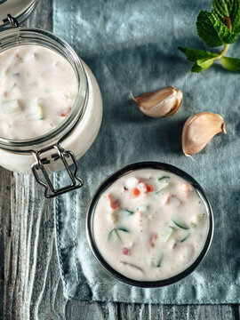 Pakistani Cucumber Raita Sauce, Copy Space