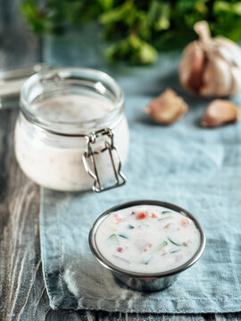 Pakistani Cucumber Raita Sauce, Copy Space